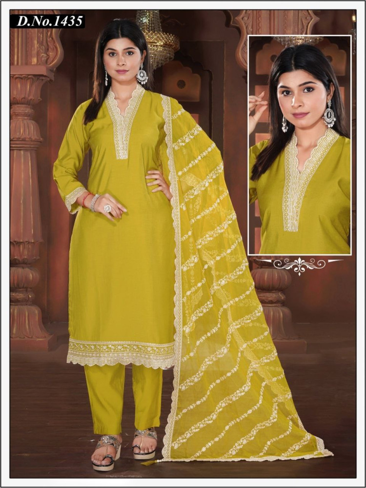Lemon Yellow Roman Silk Kurta Pant Set