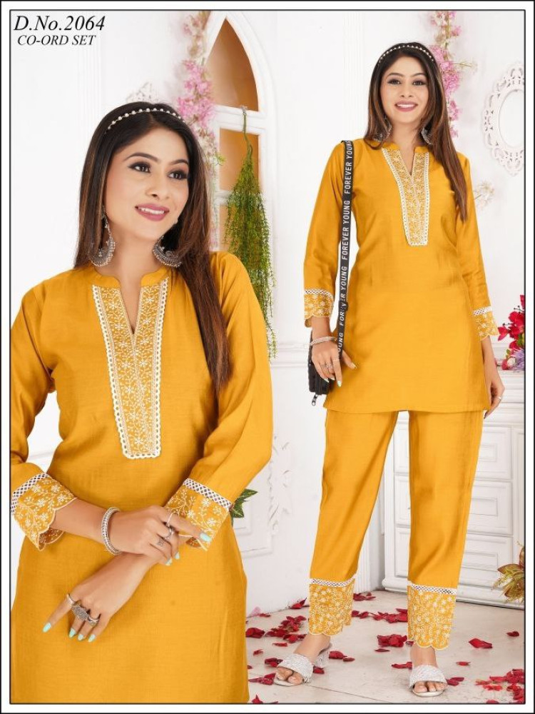 Mustard Roman Silk Co-ord Set