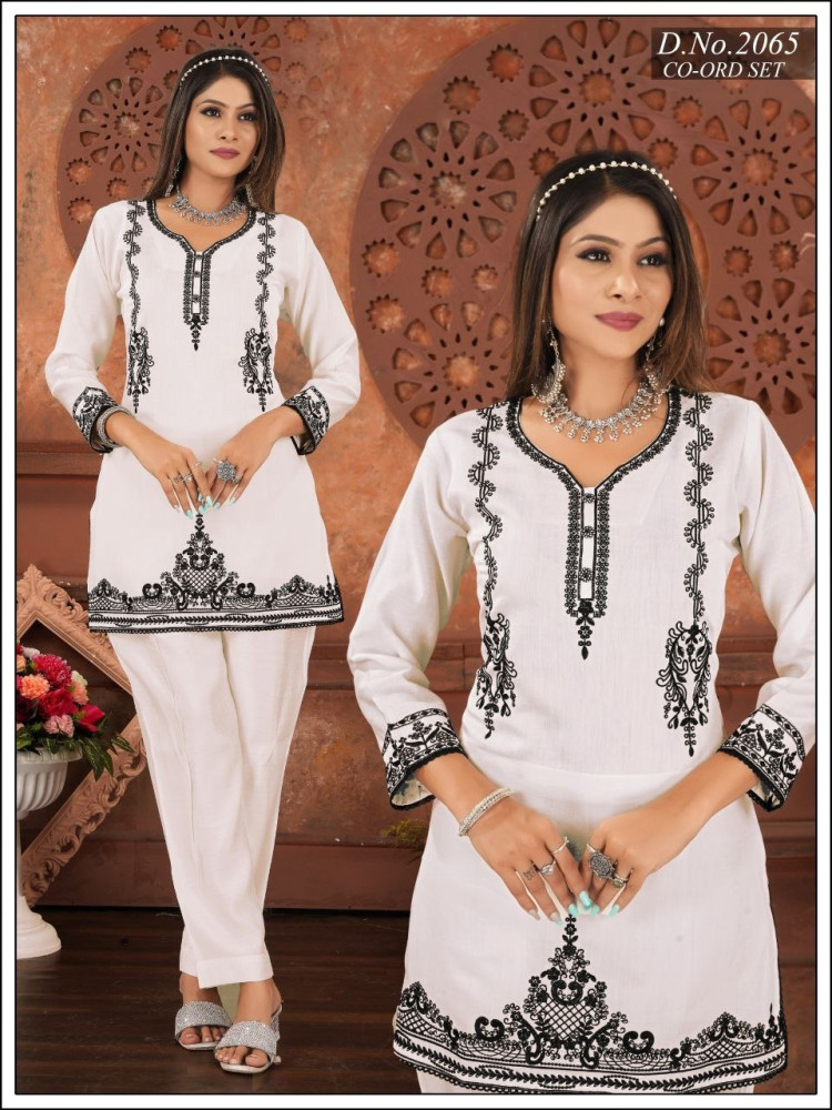 White Roman Silk Co-ord Set