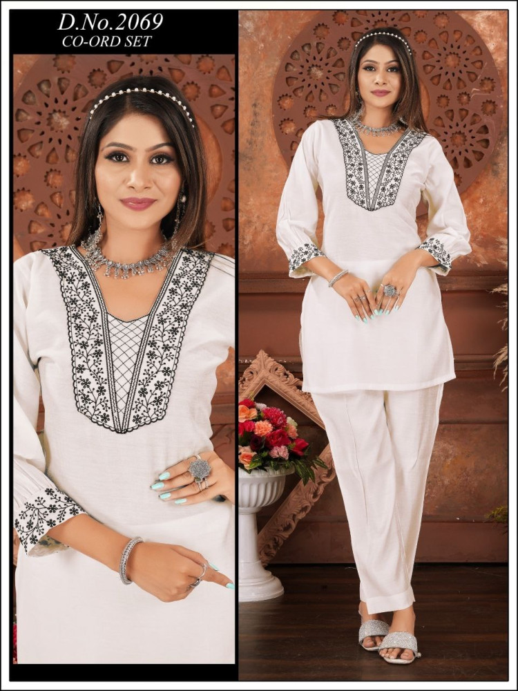 White Roman Silk Co-ord Set