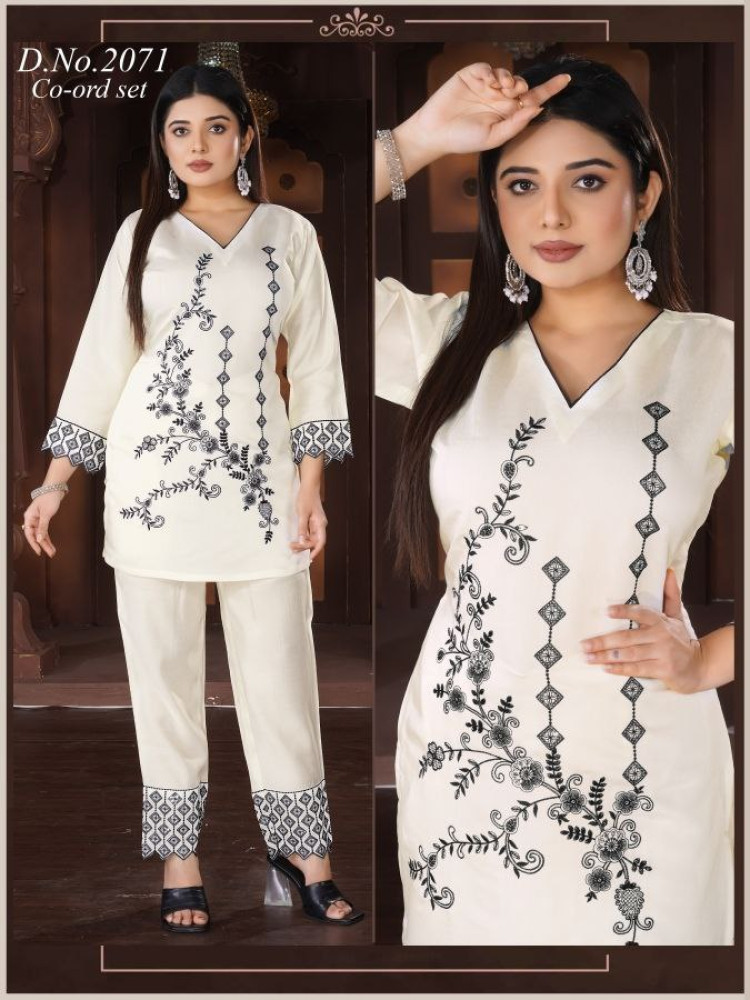 Off White Roman Silk Co-ord Set