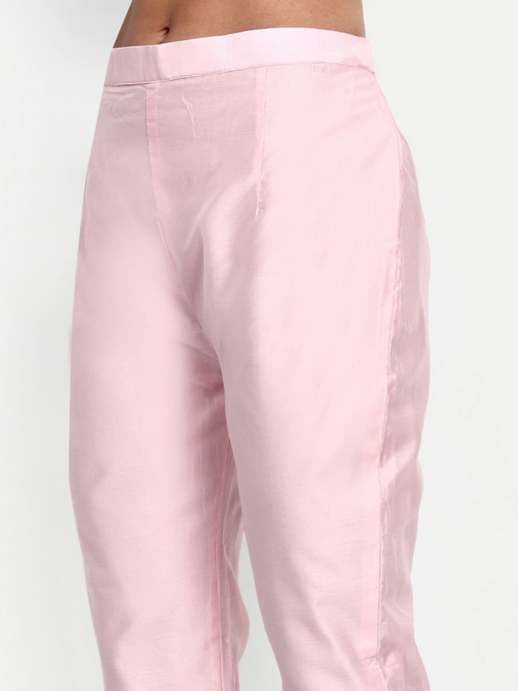 Light Pink Modal Chanderi Straight Suit Set