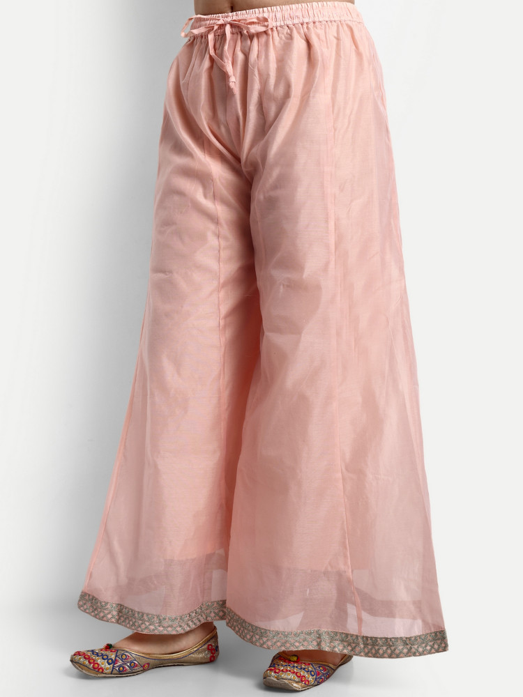 Peach Modal Chanderi Plazo Suit Set