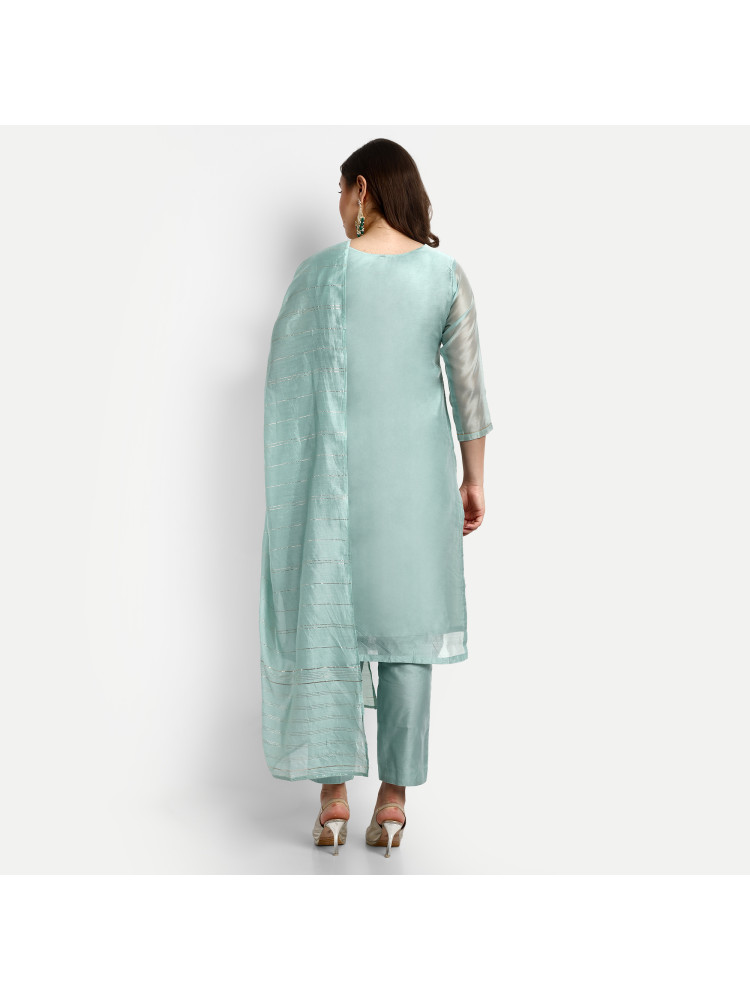 Light Green Modal Chanderi Straight Suit Set