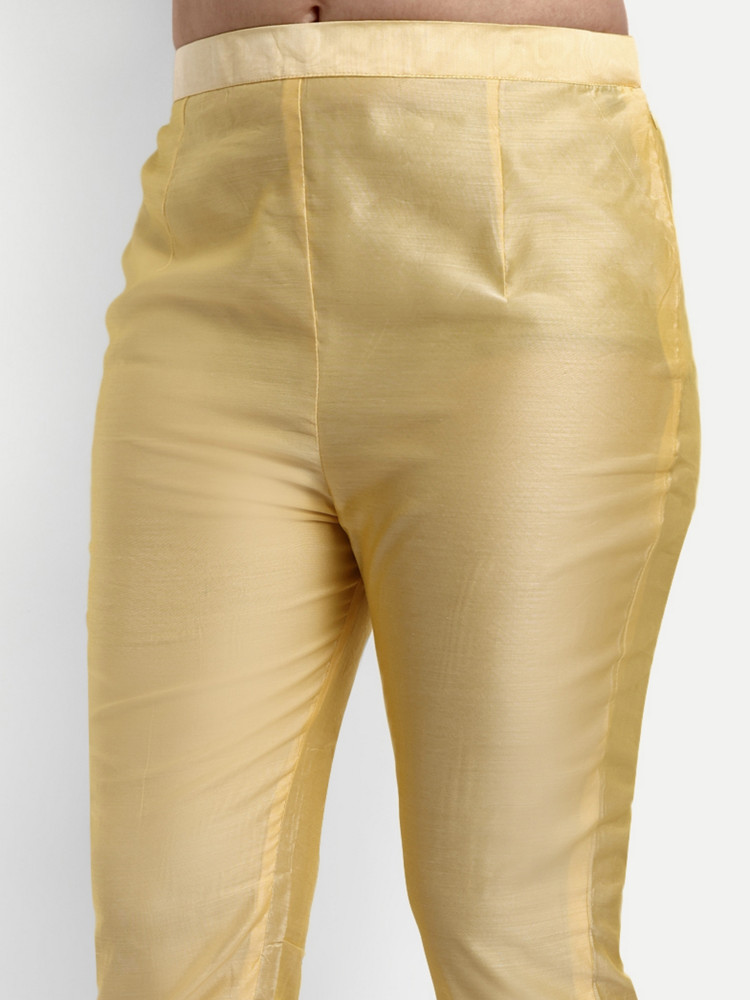 Yellow Modal Chanderi Straight Suit Set