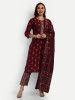 Red Modal Chanderi Mill Print Straight Suit Set