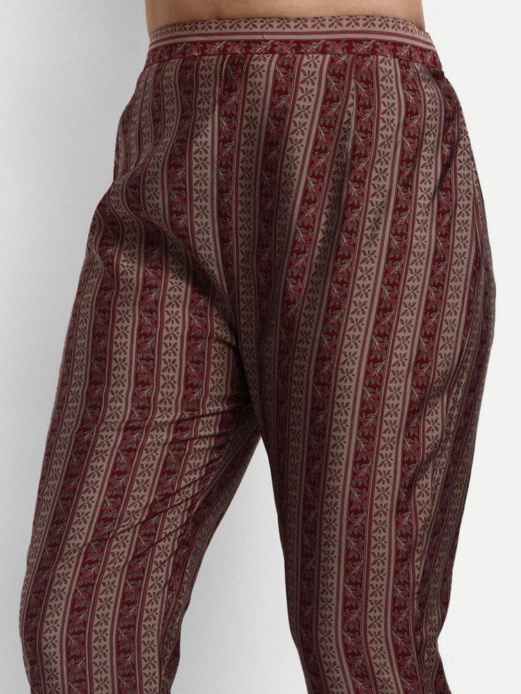 Red Modal Chanderi Mill Print Straight Suit Set