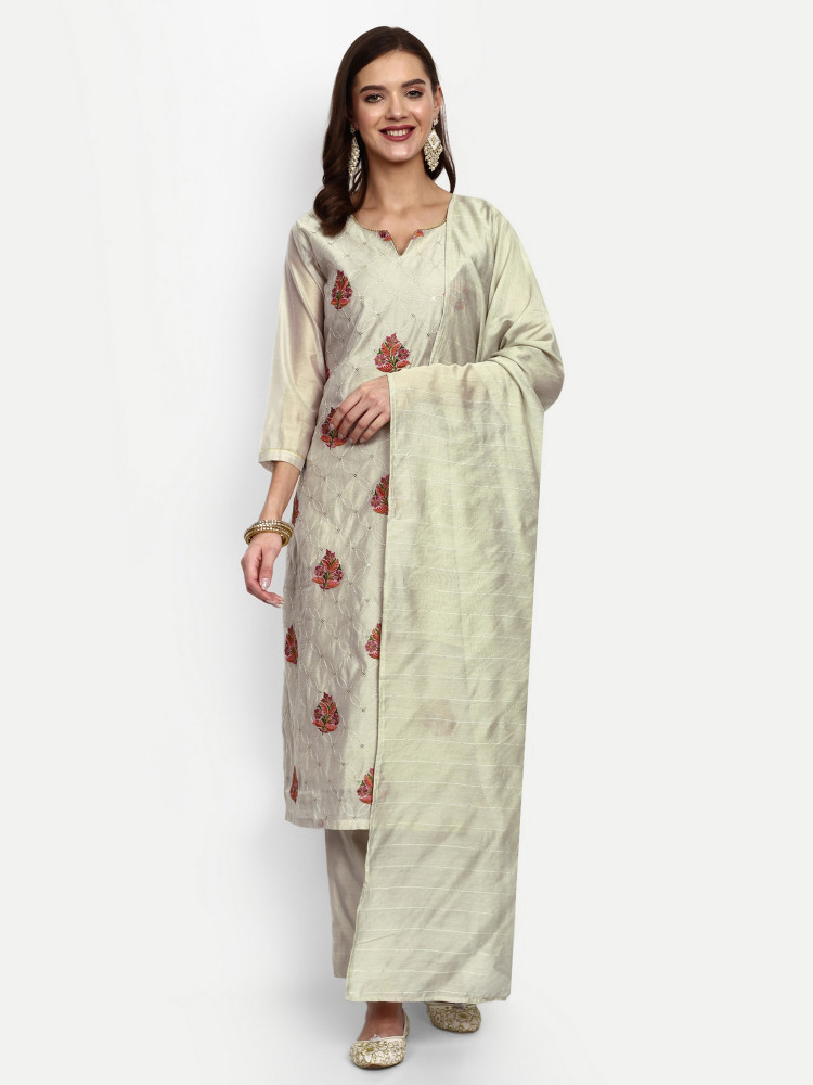 Modal Chanderi Sequence Work Straight Suit Set