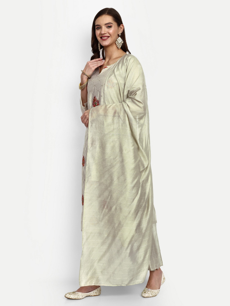 Modal Chanderi Sequence Work Straight Suit Set