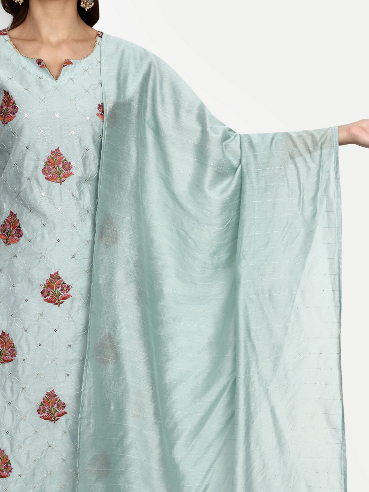 Sky Modal Chanderi Sequence Work Suit Set