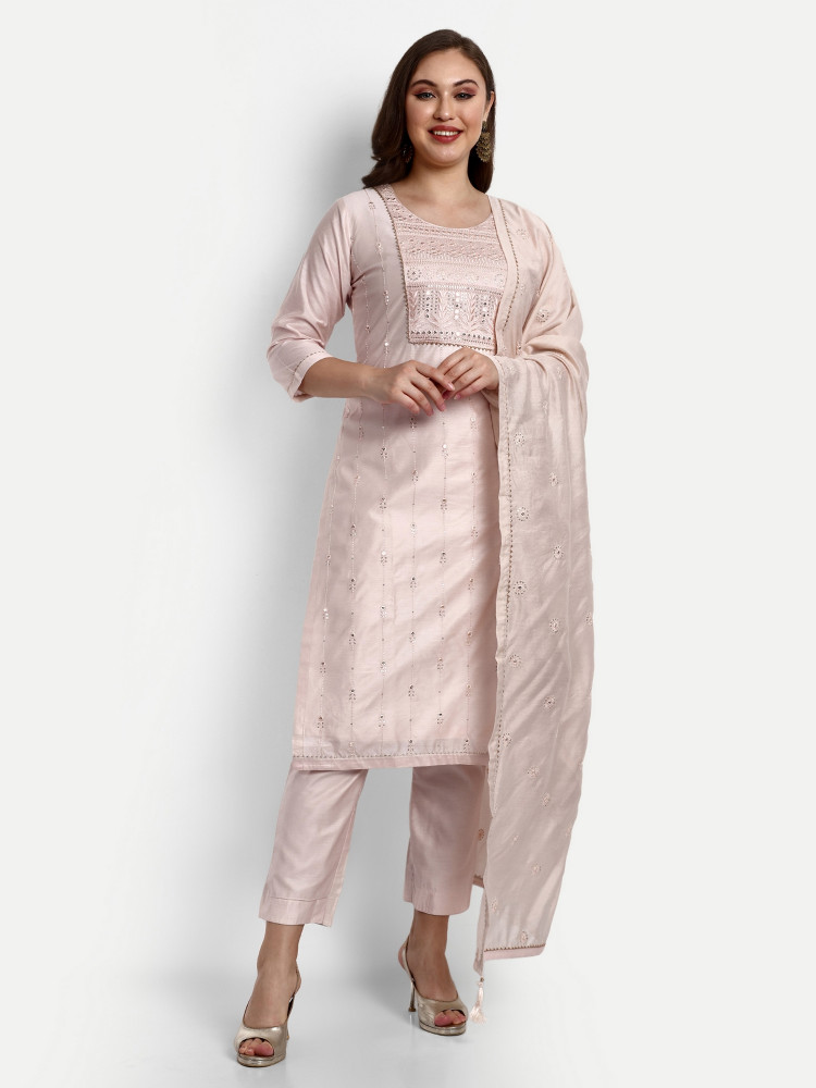 Chanderi Silk Sequence Work Suit Set