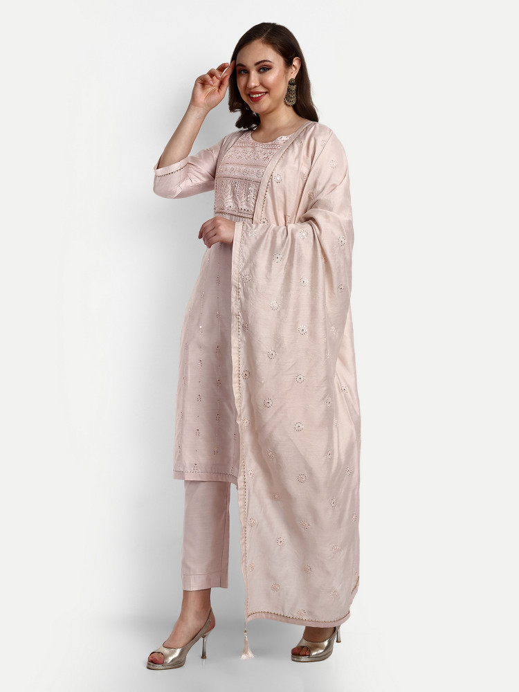 Chanderi Silk Sequence Work Suit Set