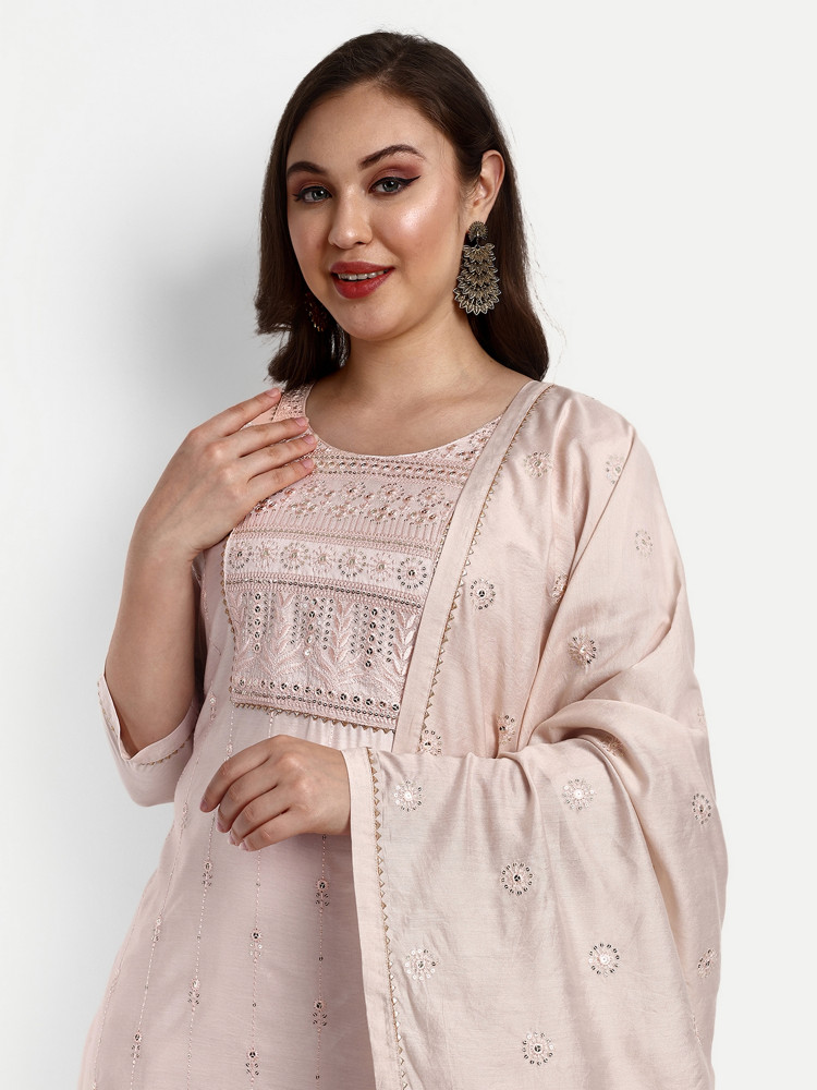 Chanderi Silk Sequence Work Suit Set