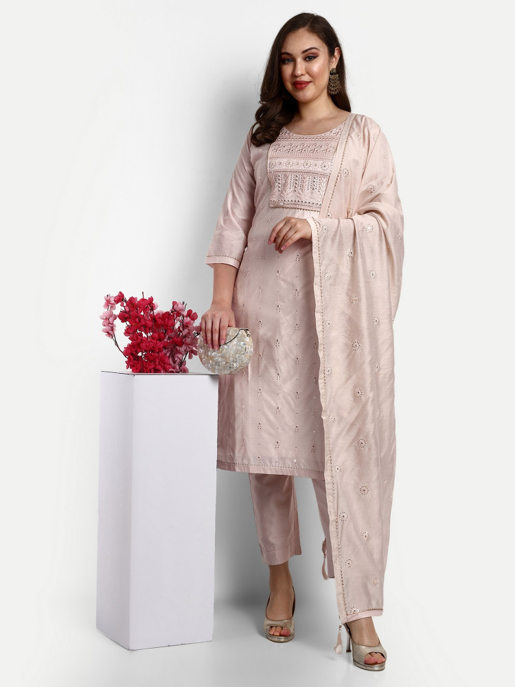 Chanderi Silk Sequence Work Suit Set