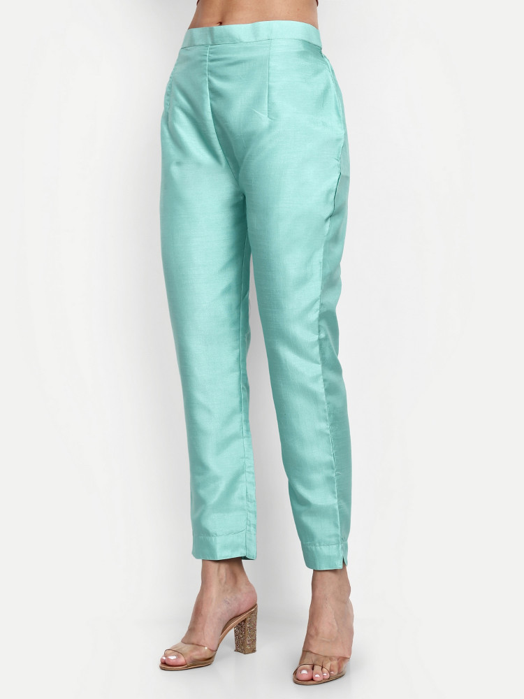 Sky Blue Dola Silk Straight Suit Set