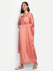 Peach Dola Silk Straight Suit Set