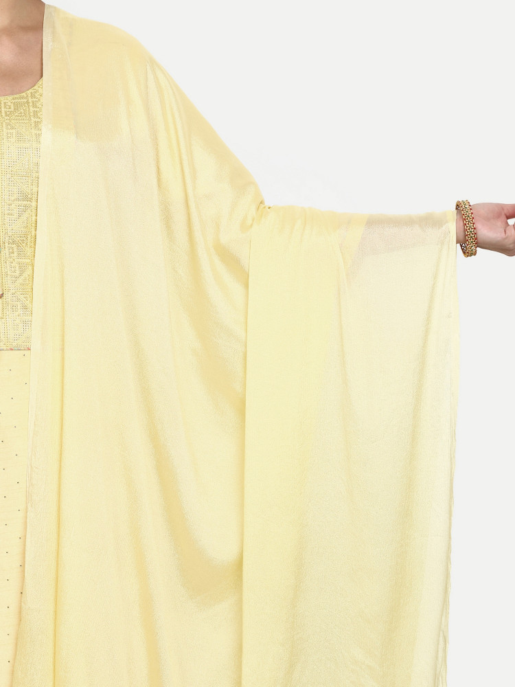 Yellow Dola Silk Straight Suit Set