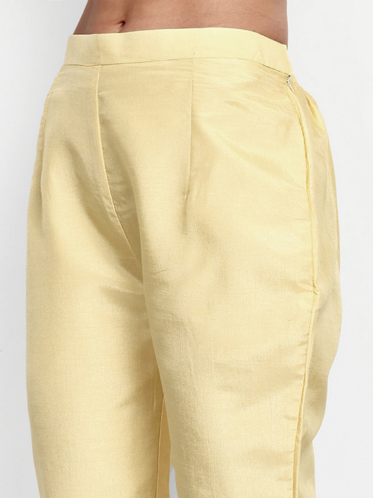 Yellow Dola Silk Straight Suit Set