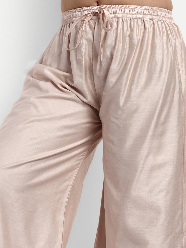 Cream Chanderi Silk Plazo Suit Set
