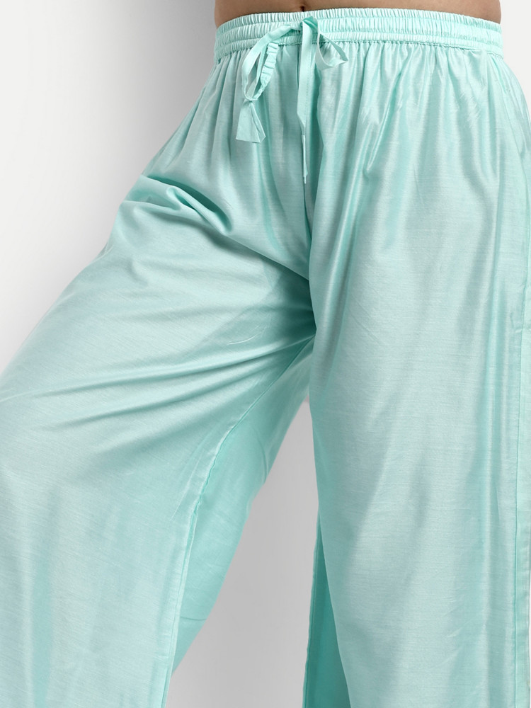 Sky Blue Chanderi Silk Plazo Suit Set