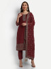 Red Dola Silk Straight Suit Set