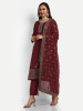 Red Dola Silk Straight Suit Set
