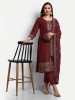 Red Dola Silk Straight Suit Set