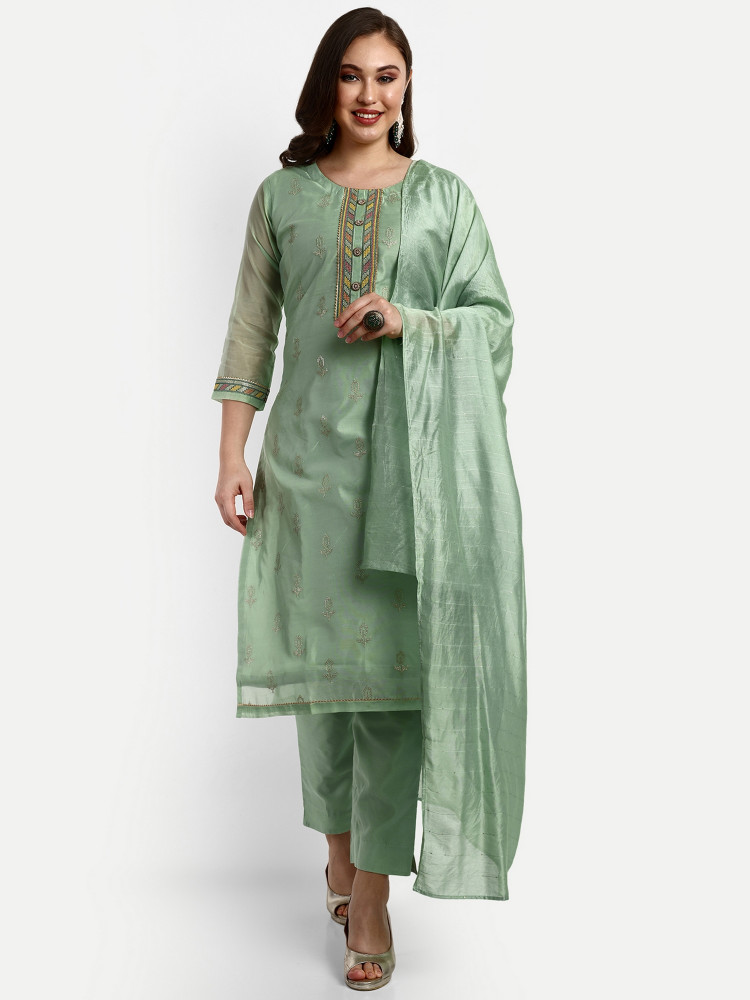 Light Green Modal Chanderi Straight Suit