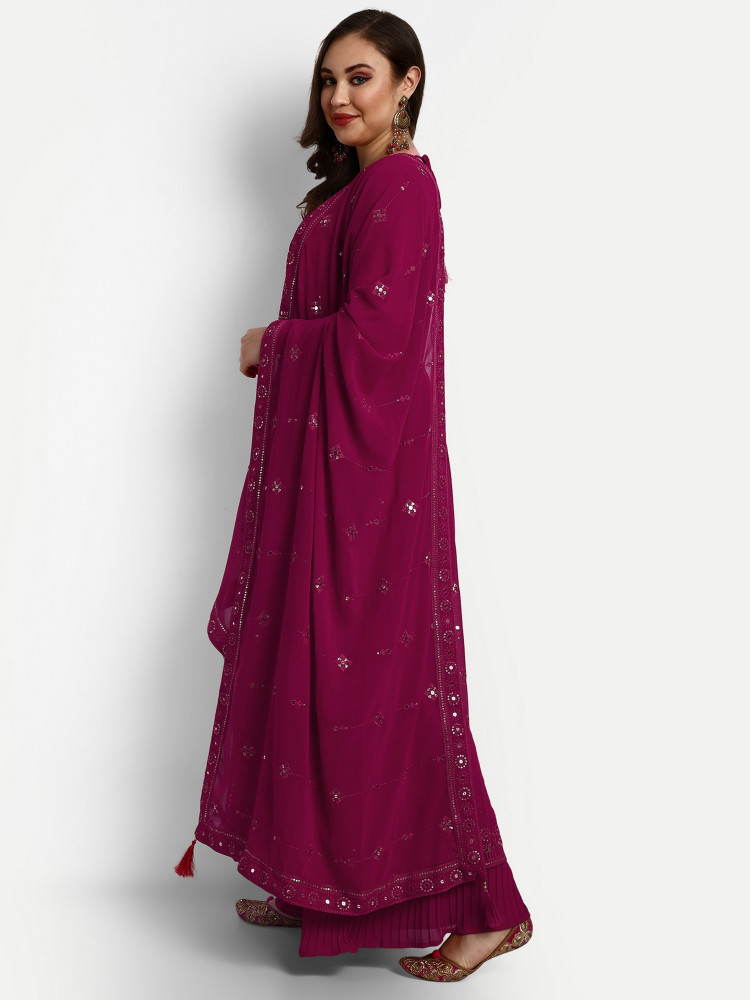 Red Georgette Plazo Suit Set