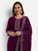 Wine Colour Georgette Straight Suit Set