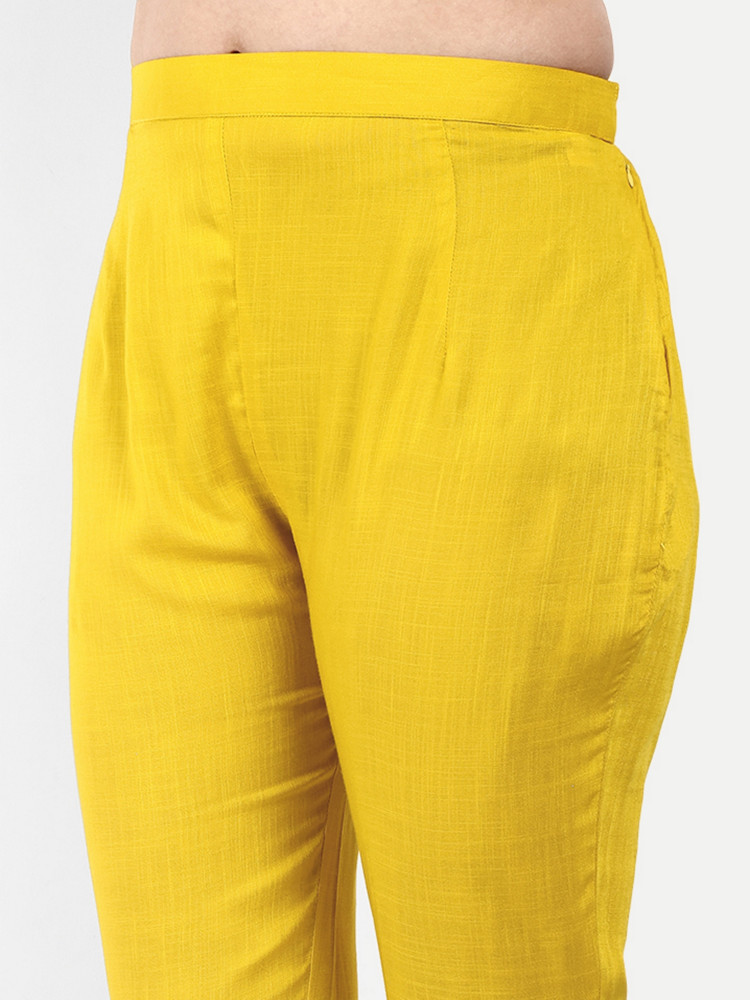 Yellow Heavy Rayon Nyra Cut Suit Set