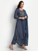 Blue Heavy Rayon Naira Cut Suit Set