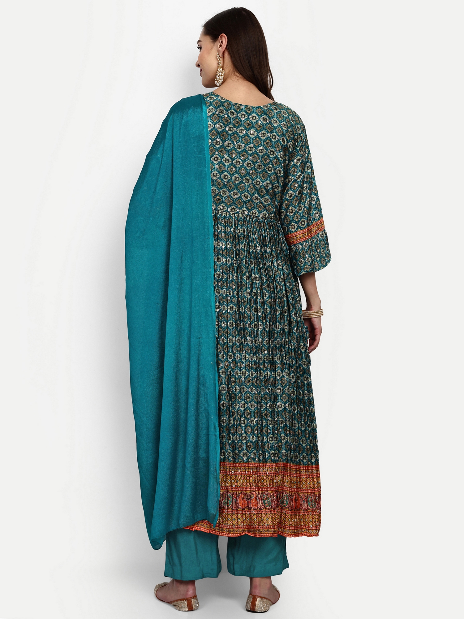 Digital Print Chinnon Dupatta | Multi Colour Mirror Work Dupatta | Party Wear Dupatta