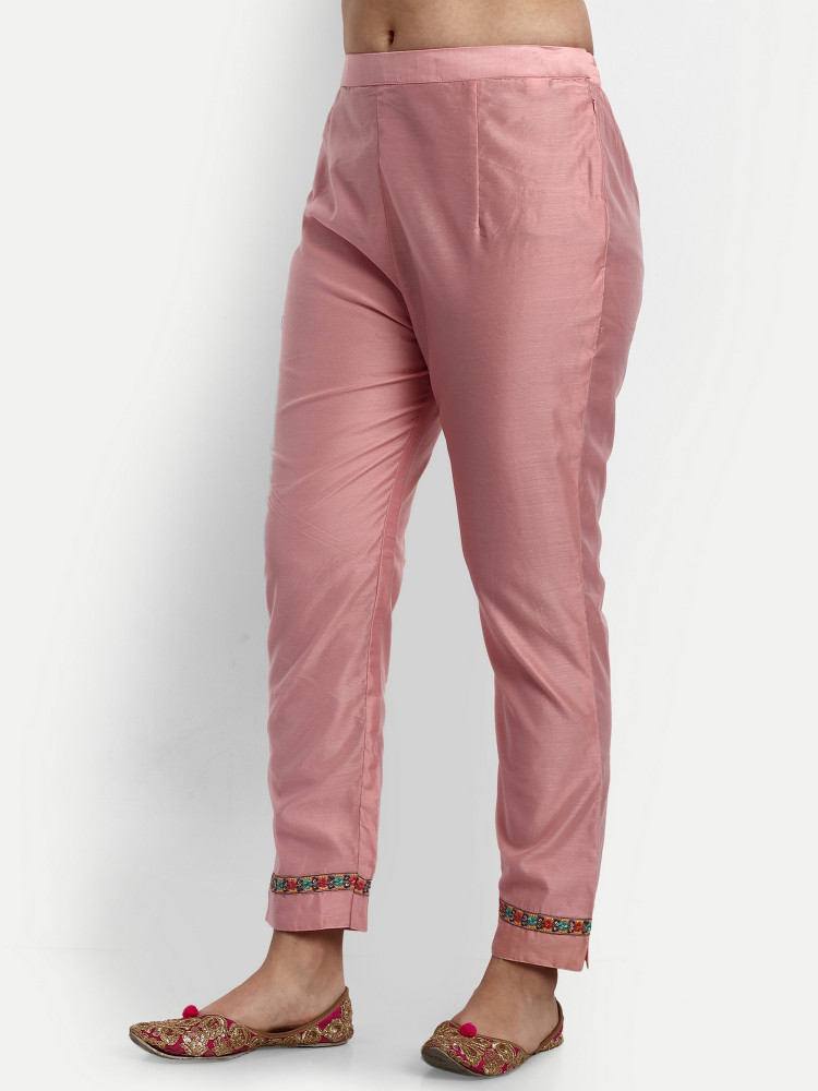 Peach Chanderi Silk Straight Suit Set