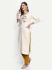 White Rayon Slub Straight Kurta Pant Set